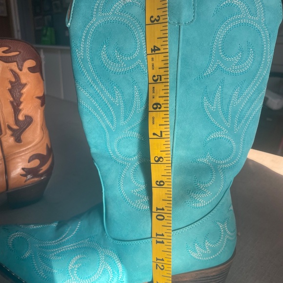 Turquoise Roper knee high suede  Cowboy boots 11🦋 - Picture 9 of 11
